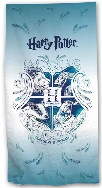 #3 - Harry Potter badehåndklæde - Blåt Hogwarts logo - 70x140 cm - 100% Blød bomuld -